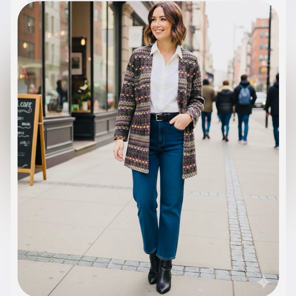 Vintage Multicolor Patterned Cardigan - Picture 9 of 9